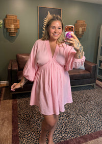 Crinkle Cotton Mini Dress