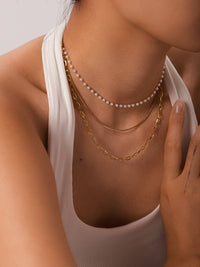 Cadeaux Stacked Pearl Chain Necklace