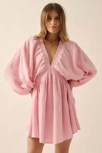 Crinkle Cotton Mini Dress