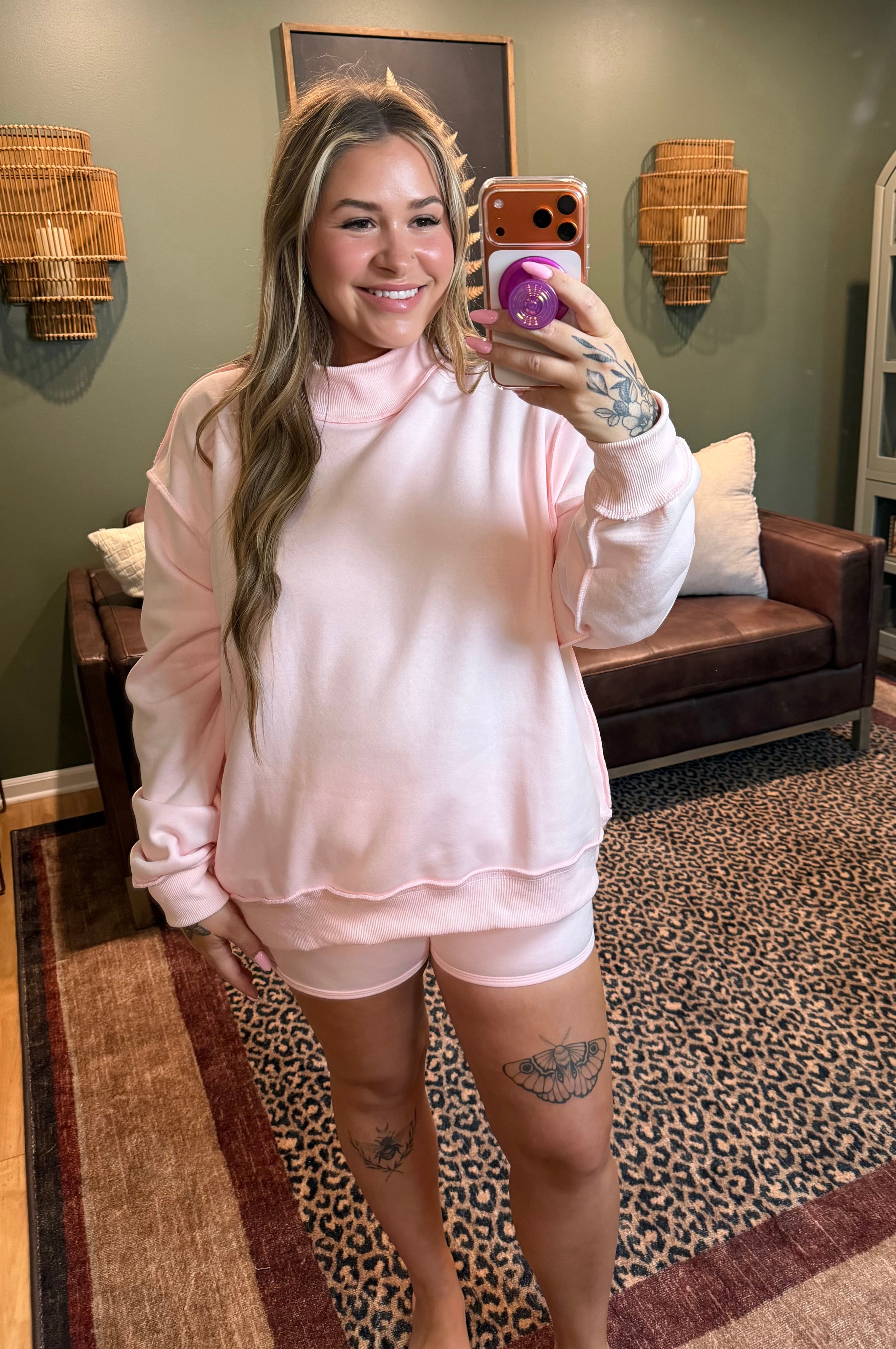 Ballet Pink Mock Neck