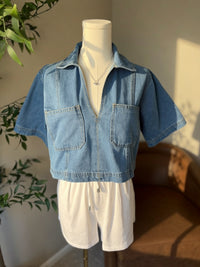 Baby Blue Denim Crop