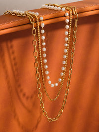 Cadeaux Stacked Pearl Chain Necklace
