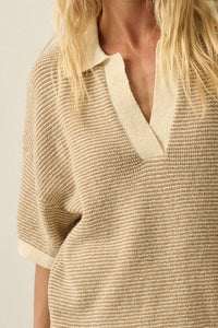 Sand Split-Neck Top