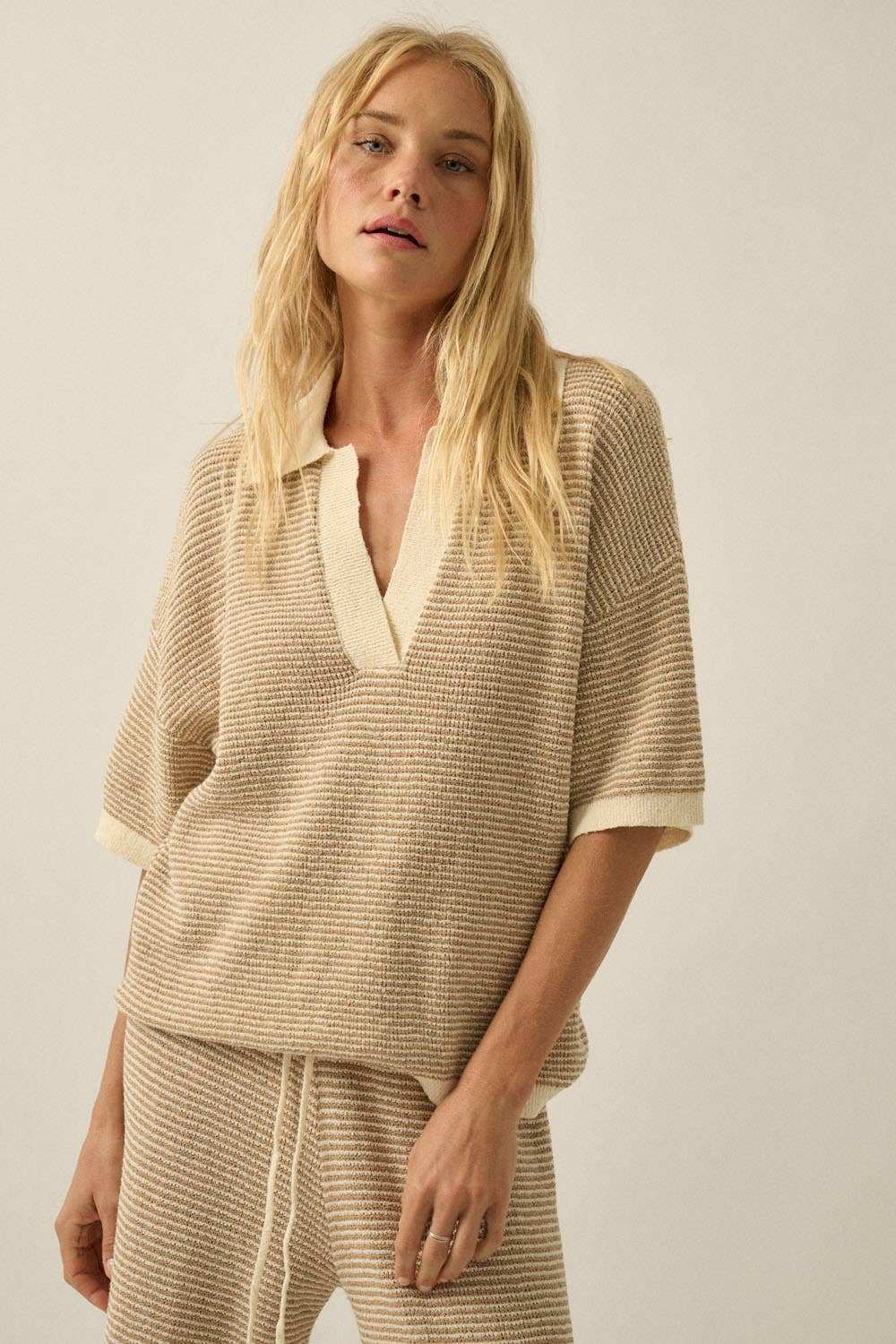 Sand Split-Neck Top