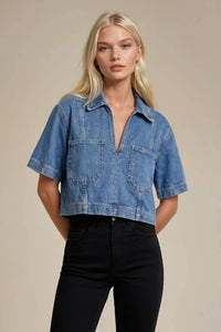 Baby Blue Denim Crop