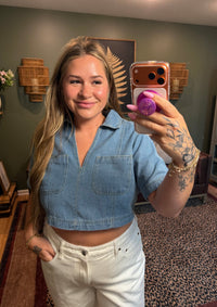 Baby Blue Denim Crop