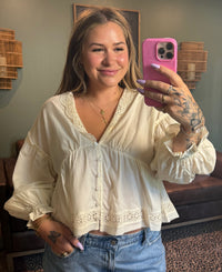 Eyelet Collar Blouse