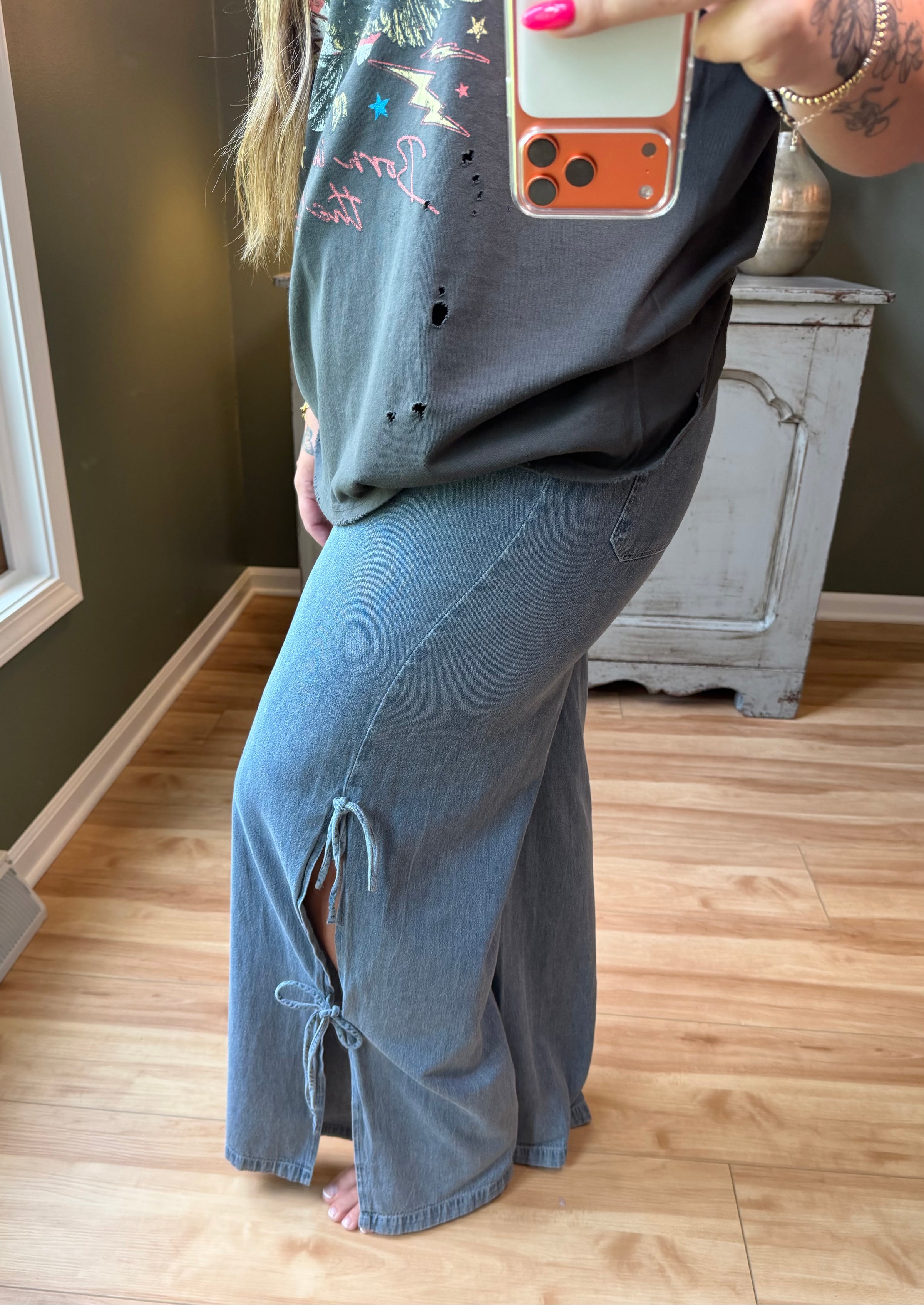 Side Tie Denim Pant
