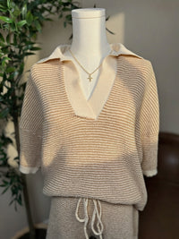 Sand Split-Neck Top