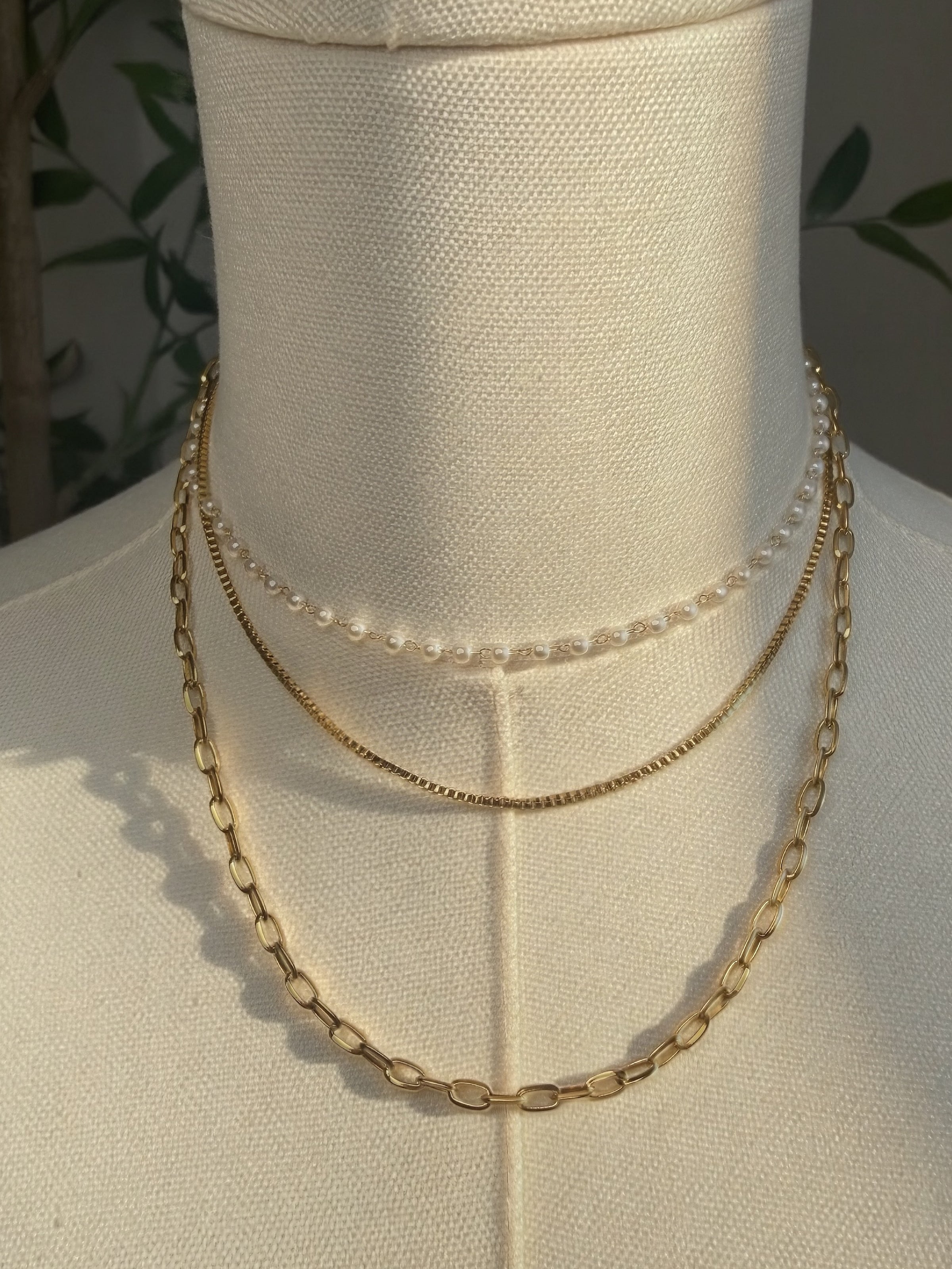 Cadeaux Stacked Pearl Chain Necklace
