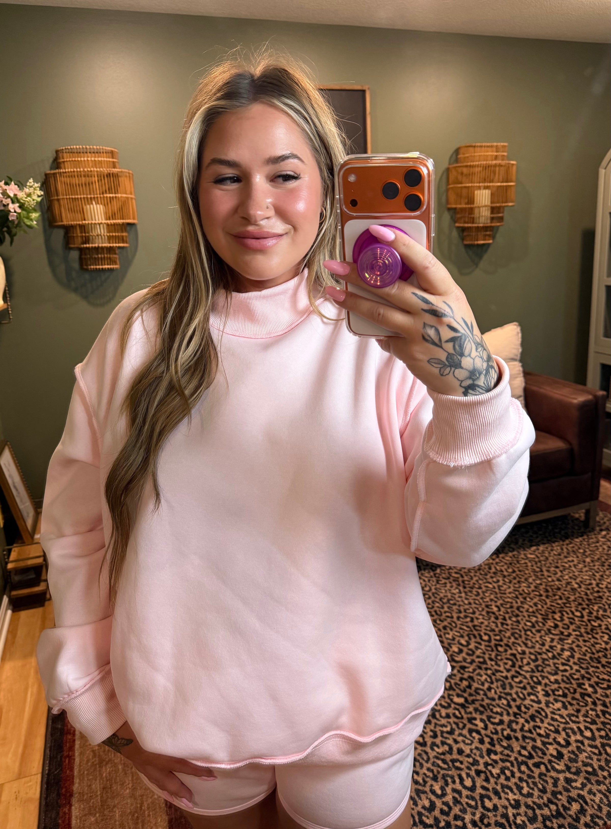 Ballet Pink Mock Neck