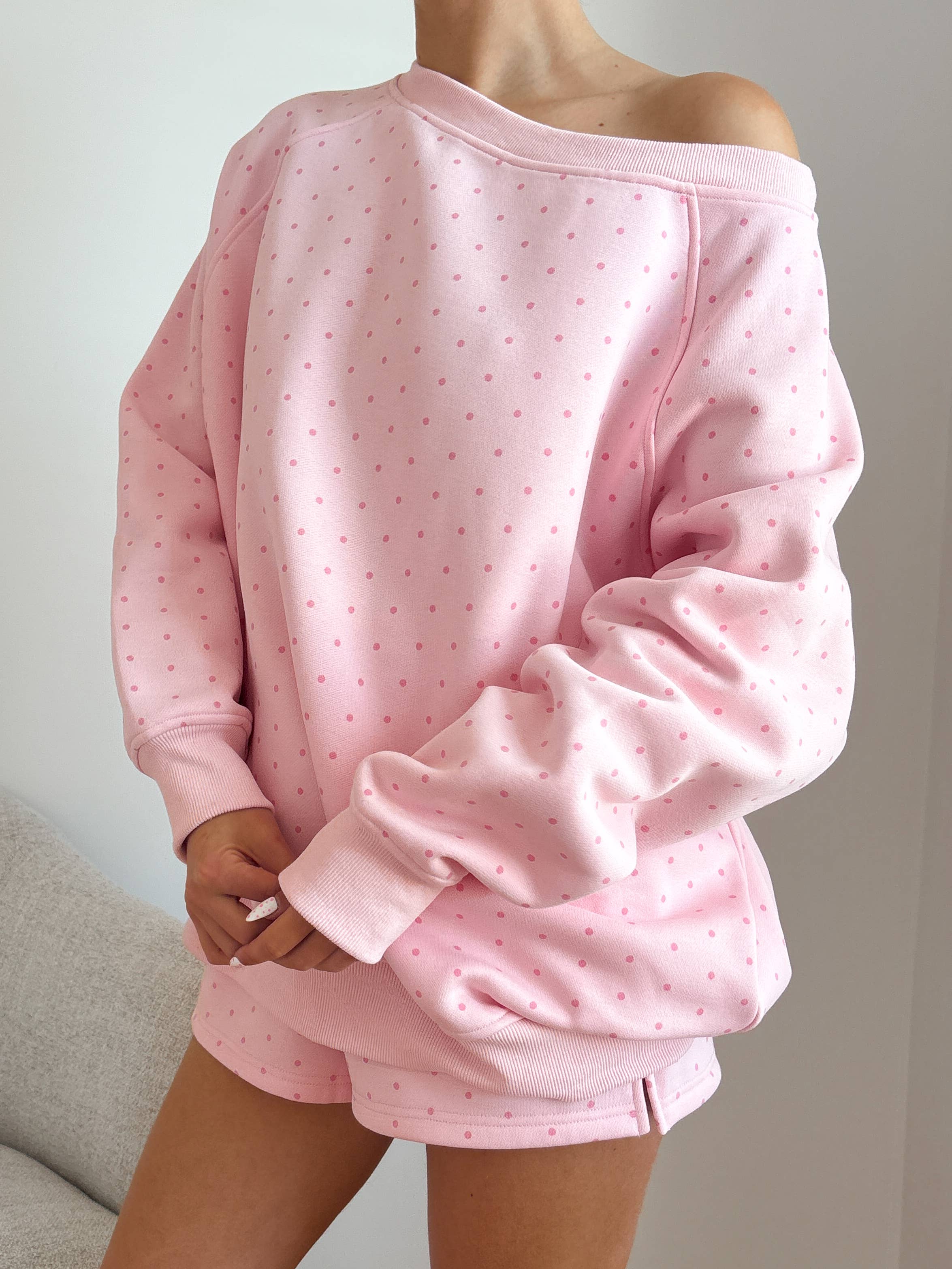 Coconut Off The Shoulder Sweatshirt