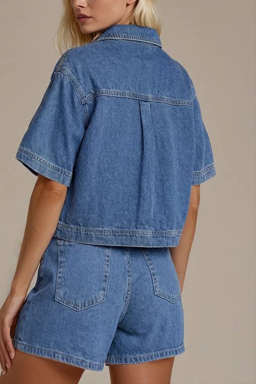 Baby Blue Denim Crop