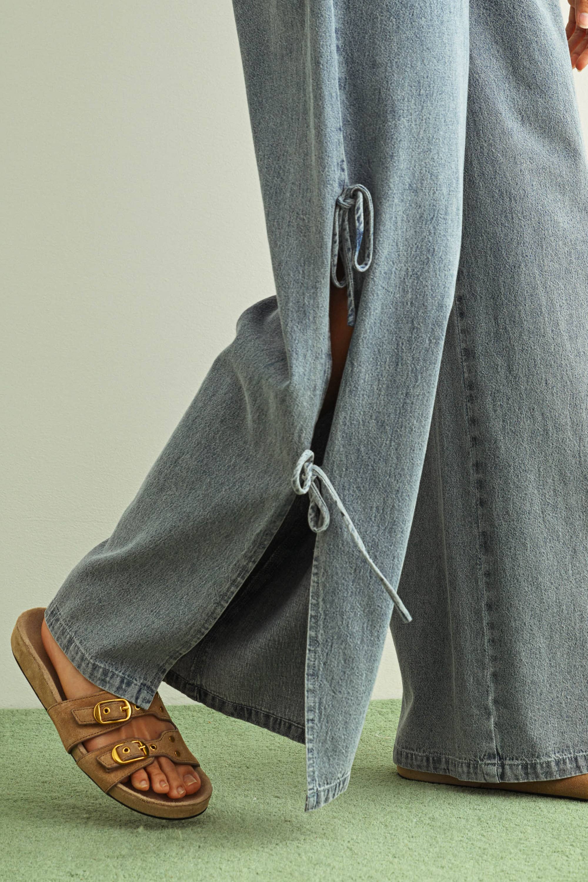 Side Tie Denim Pant